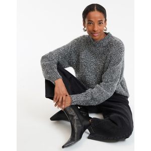 Trui in glanzend tricot, donzig effect LA REDOUTE COLLECTIONS. Polyester materiaal. Maten XS. Zilver kleur