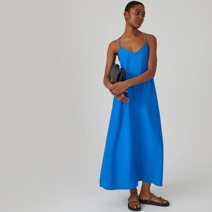 Lange jurk met spaghettibandjes LA REDOUTE COLLECTIONS. Viscose materiaal. Maten 34 FR - 32 EU. Blauw kleur