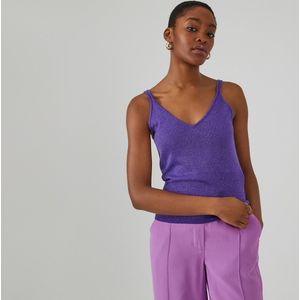 Tanktop in glanzend tricot LA REDOUTE COLLECTIONS. Viscose materiaal. Maten XL. Violet kleur