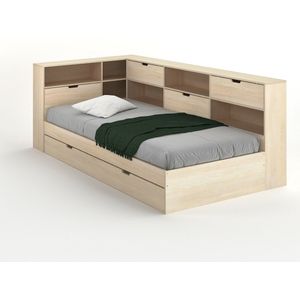 Bed met lade, opberging en bedbodem Yann LA REDOUTE INTERIEURS. Hout materiaal. Maten 90 x 190 cm. Beige kleur