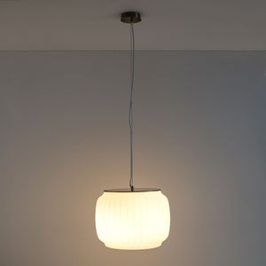 Brede hanglamp in opaline, Canelé AM.PM. Glas materiaal. Maten één maat. Wit kleur