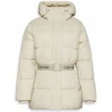 CALVIN KLEIN JEANS - Halflange Donsjas - Beige - Met Riem en Kap