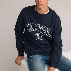 Sweater met ronde hals in molton, bedrukt, Campus stijl LA REDOUTE COLLECTIONS. Katoen materiaal. Maten 12 jaar - 150 cm. Blauw kleur