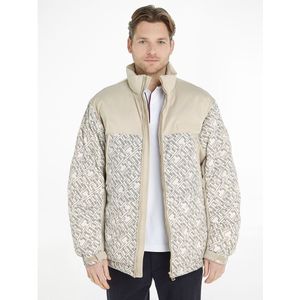 Donsjas met kap, bedrukt monogram New York TOMMY HILFIGER. Polyester materiaal. Maten XL. Beige kleur