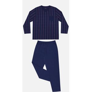 Pyjama shirt met V-hals EMINENCE. Katoen materiaal. Maten XL. Blauw kleur