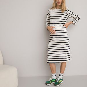 LA REDOUTE COLLECTIONS - Midi Jurk - Blauw - Katoen - Gestreept