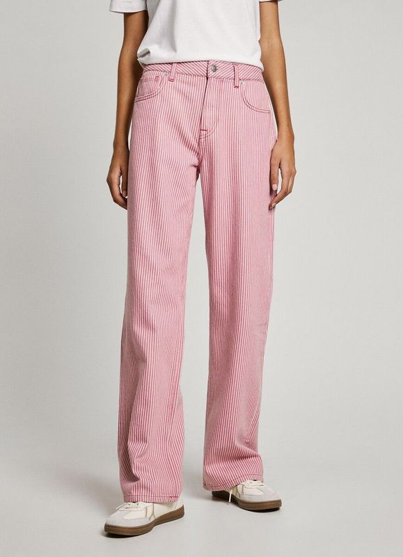 PEPE JEANS - Wijde Jeans - Rood/Wit - Denim