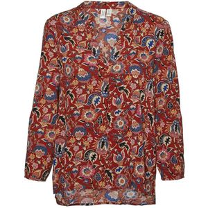 VERO MODA - Bedrukte Blouse - Rood - Viscose - Lange Mouwen