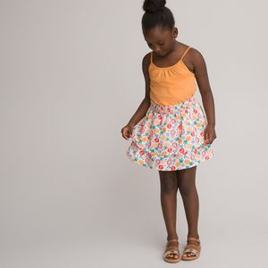 Rok met volant, fruitprint LA REDOUTE COLLECTIONS. Katoen materiaal. Maten 9 jaar - 132 cm. Roze kleur