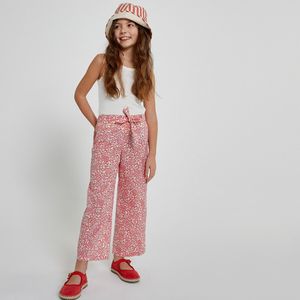 Wijde broek, bloemenprint LA REDOUTE COLLECTIONS. Katoen materiaal. Maten 5 jaar - 108 cm. Roze kleur