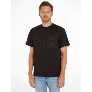 T-shirt in twee-materialen en zak CALVIN KLEIN JEANS. Katoen materiaal. Maten XL. Zwart kleur