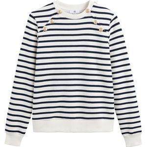 LA REDOUTE COLLECTIONS - Marinesweater - Wit - Katoen - Gestreept Ivoor/Marine