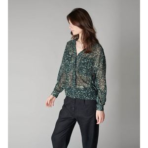 Soepel hemd met luipaard motief LE TEMPS DES CERISES. Polyester materiaal. Maten XL. Groen kleur