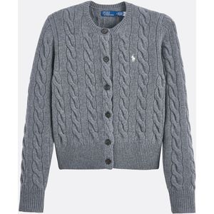 POLO RALPH LAUREN - Vest - Donkergrijs - Kabeltricot - Wol en Kasjmier