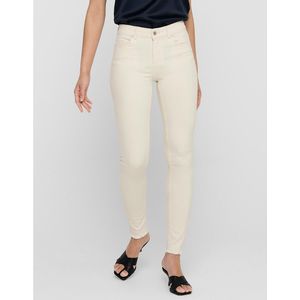 Slim jeans, franjes onderaan ONLY. Denim materiaal. Maten XS / L34. Beige kleur