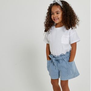 Gestreepte short in jeans LA REDOUTE COLLECTIONS. Denim materiaal. Maten 4 jaar - 102 cm. Blauw kleur