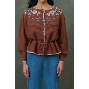 SANDYA LOUISE MISHA - Vest - Kastanje - Met Borduursel en Koord