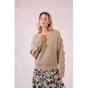 MOLLY BRACKEN - Trui - Beige - Lange Mouwen met Sierknopen