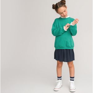 Sweater met opstaande kraag, 2 in 1 effect, in molton LA REDOUTE COLLECTIONS. Geruwd molton materiaal. Maten 10 jaar - 138 cm. Groen kleur