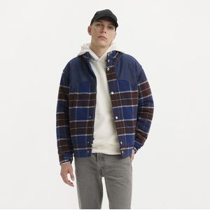 LEVI'S - Gevoerde Trenchcoat - Blauw/Rood - Polyester/Wol