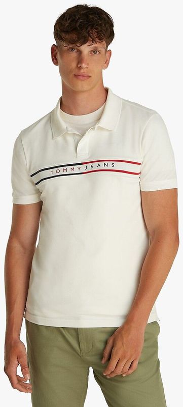 Tommy Jeans - DM0DM20916 - Poloshirt - Wit - Slank - Katoen - Korte Mouwen