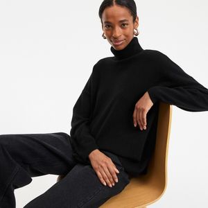 LA REDOUTE COLLECTIONS - Gebreide Trui - Zwart - Fijn Kasjmier - Rolkraag