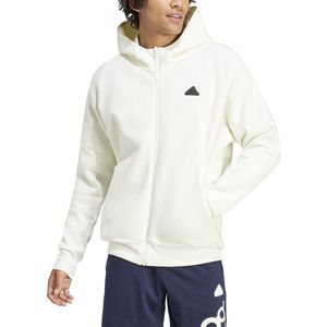 Zip-up hoodie ZNE ADIDAS SPORTSWEAR. Katoen materiaal. Maten 3XL. Wit kleur