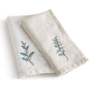 Set van 2 servietten in gewassen linnen, Wintergreen LA REDOUTE INTERIEURS.  materiaal. Maten 45 x 45 cm. Wit kleur