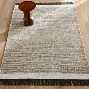 Vloerkleed in jute wol en katoen, plat geweven, Siptah AM.PM. Wol materiaal. Maten 200 x 290 cm. Beige kleur