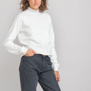 Sweater, kraag in tricot LA REDOUTE COLLECTIONS. Katoen materiaal. Maten XXL. Wit kleur