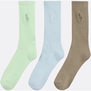 POLO RALPH LAUREN - Kousen - Blauw Groen Kaki - Katoen Set van 3 Paar