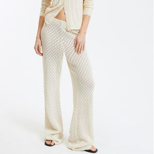 LA REDOUTE COLLECTIONS - Broek - Wit - Katoen - Ajourtricot, Wijde Pijpen