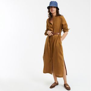LA REDOUTE COLLECTIONS - Lange Jurk - Kastanje Kleur - 100% Linnen