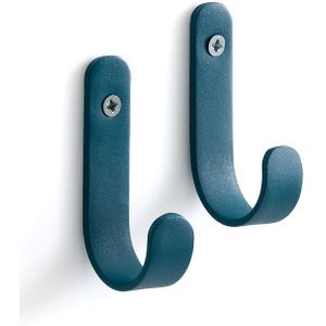 Hiba - Set van 2 Metalen Kleerhangers - Pruisisch Blauw - Epoxygelakt Staal