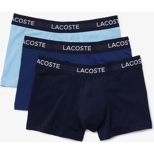 Set van 3 effen boxershorts LACOSTE. Katoen materiaal. Maten XL. Blauw kleur