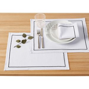 Metis Bourdon - Set van 4 Placemat - Wit - Halflinnen/Katoen