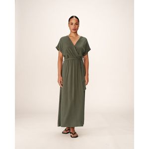 POLLEN GRACE & MILA - Maxi-jurk - Kakigroen - Viscose Materiaal