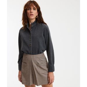 LA REDOUTE COLLECTIONS - Hemd - Zwart - Katoen - Lange Mouwen - Victoriaanse Kraag