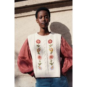ADELA LOUISE MISHA - Plastrontrui - Beige - Bloemenborduursel