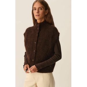 DES PETITS HAUTS - ALIBOU - Vest - Kastanje Kleur - Korte Mouwen - Opstaande Kraag - Mohair