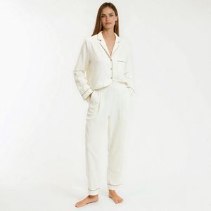 Pyjama in flanel van puur katoen, Signature NOÉLIE LA REDOUTE COLLECTIONS. Flanel materiaal. Maten S. Wit kleur