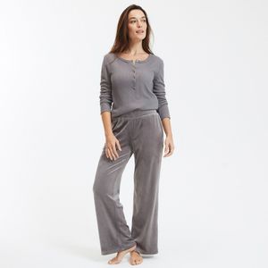 Pyjama met lange mouwen LA REDOUTE COLLECTIONS. Fluweel materiaal. Maten 50/52 FR - 48/50 EU. Grijs kleur