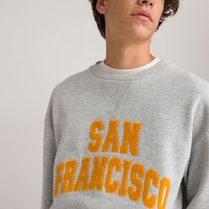 Sweater met ronde hals, in molton, San Francisco motief LA REDOUTE COLLECTIONS. Katoen materiaal. Maten XS. Grijs kleur