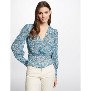 Morgan Top met All Over Print Lichtblauw/Donkerblauw/Geel