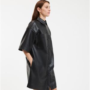 SARA LA REDOUTE COLLECTIONS - Loszittende Korte Jurk - Zwart - Imitatieleer