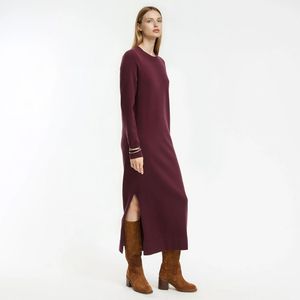 LA REDOUTE COLLECTIONS - Lange Trui-Jurk - Bordeaux Rood - Viscose Materiaal