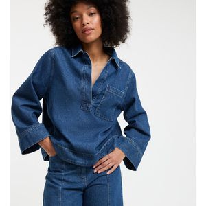 LA REDOUTE COLLECTIONS - Shirtjasje - Blauw - Katoen - Oversized
