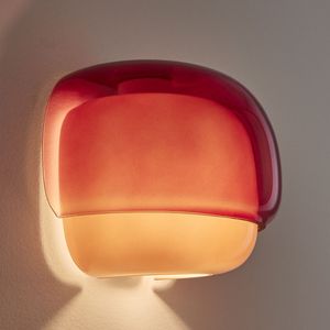 Wandlamp in gekleurd glas, Kinoko LA REDOUTE INTERIEURS. Glas materiaal. Maten één maat. Rood kleur