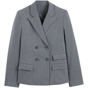 LA REDOUTE COLLECTIONS - Getailleerd Colbert - Grijs - Polyester - Tennisstrepen