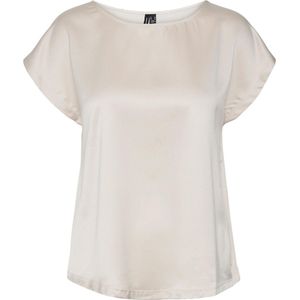 Satijnen blouse met korte mouwen VERO MODA. Polyester materiaal. Maten XL. Beige kleur